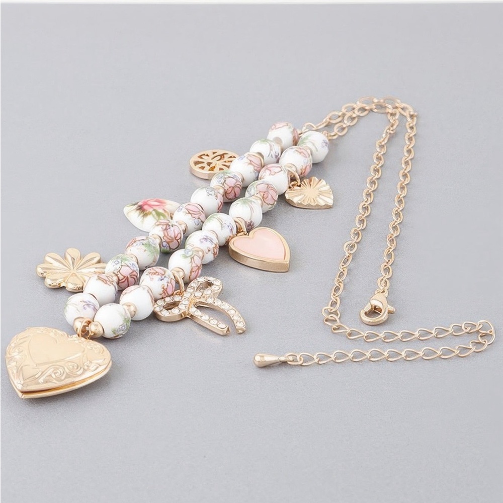 Vintage Heart Charms Necklace